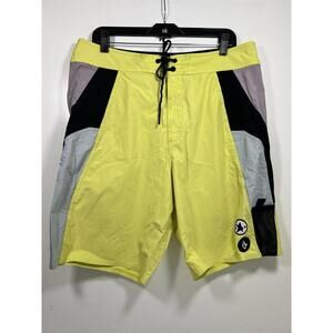 Volcom Liberator Men’s Sz 36 Board Shorts Now Deane Yellow Gray Surf Swim Beach
